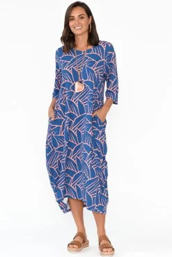 Bamboo Dresses<PQ Alviva Blue Leaf Bamboo Dress
