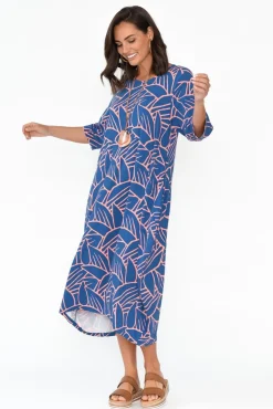 Bamboo Dresses<PQ Alviva Blue Leaf Bamboo Dress