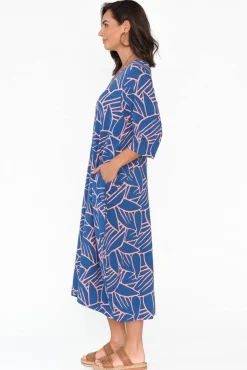 Bamboo Dresses<PQ Alviva Blue Leaf Bamboo Dress