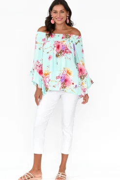 Sleeved Tops<Red Lotus Amal Blue Cherry Blossom Top