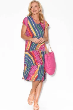 Cotton Dresses<Orientique Amalfi Pink Stripe Cotton Dress