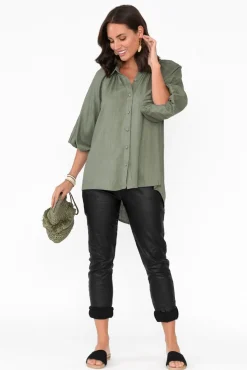 Shirts<Label of Love Amirah Khaki Button Up Shirt