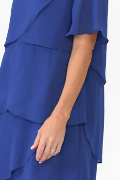 Below Knee Dresses<Est 22 Amity Cobalt Diagonal Drape Dress