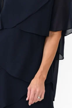Below Knee Dresses<Est 22 Amity Navy Diagonal Drape Dress