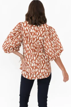 Sleeved Tops<New U Collection Amsterdam Rust Fleck Puff Sleeve Top