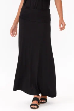 Skirts<Bamboo Villa Amy Black Bamboo Maxi Skirt