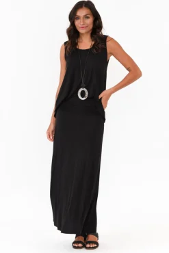 Skirts<Bamboo Villa Amy Black Bamboo Maxi Skirt