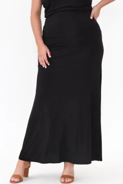 Skirts<Bamboo Villa Amy Black Bamboo Maxi Skirt