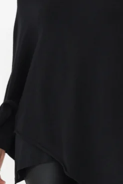 Ponchos<Zura Amy Black Wool Blend Poncho