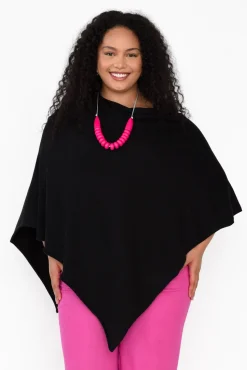 Ponchos<Zura Amy Black Wool Blend Poncho