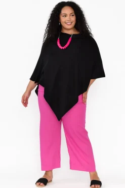 Ponchos<Zura Amy Black Wool Blend Poncho