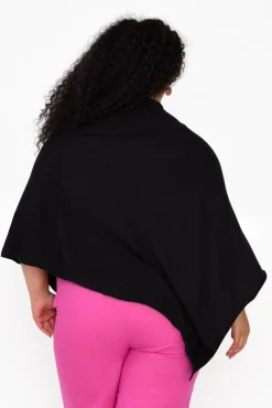 Ponchos<Zura Amy Black Wool Blend Poncho