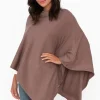 Ponchos<Zura Amy Chocolate Wool Blend Poncho
