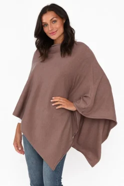 Ponchos<Zura Amy Chocolate Wool Blend Poncho