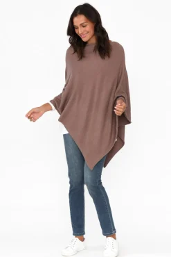 Ponchos<Zura Amy Chocolate Wool Blend Poncho