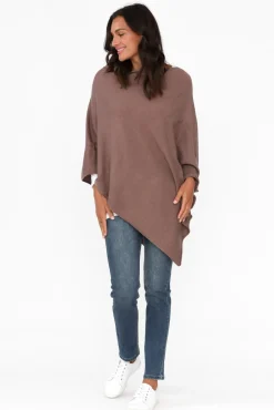 Ponchos<Zura Amy Chocolate Wool Blend Poncho