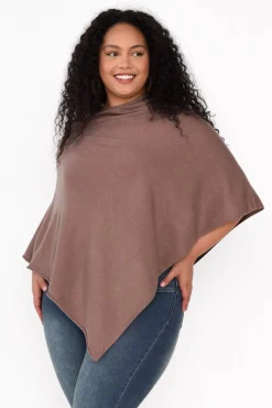 Ponchos<Zura Amy Chocolate Wool Blend Poncho