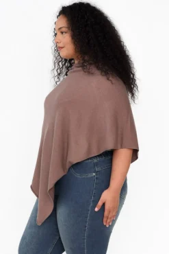 Ponchos<Zura Amy Chocolate Wool Blend Poncho