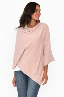Ponchos<Zura Amy Light Pink Wool Blend Poncho