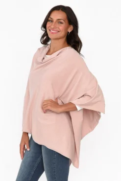 Ponchos<Zura Amy Light Pink Wool Blend Poncho