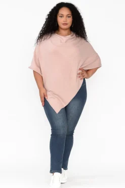 Ponchos<Zura Amy Light Pink Wool Blend Poncho