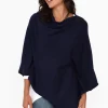 Ponchos<Zura Amy Midnight Blue Wool Blend Poncho