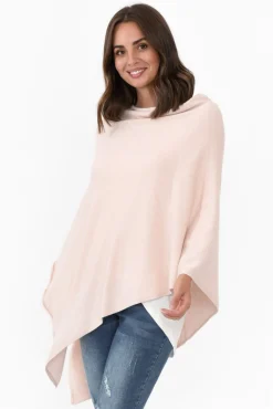 Ponchos<Zura Amy Pink Wool Blend Poncho
