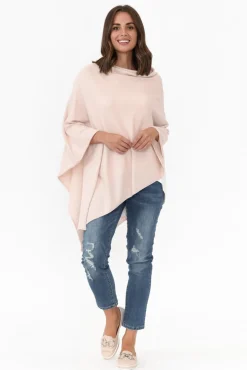 Ponchos<Zura Amy Pink Wool Blend Poncho