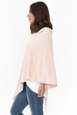 Ponchos<Zura Amy Pink Wool Blend Poncho
