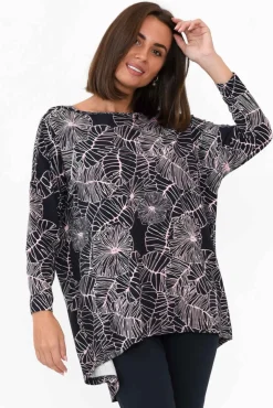 Sleeved Tops<PQ Anakin Navy Garden Hi Lo Bamboo Top