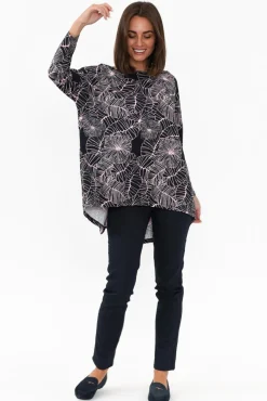 Sleeved Tops<PQ Anakin Navy Garden Hi Lo Bamboo Top