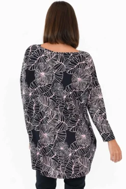 Sleeved Tops<PQ Anakin Navy Garden Hi Lo Bamboo Top