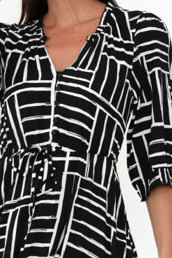 Maxi Dresses<Silver Wishes Anderson Black Stripe Tie Dress