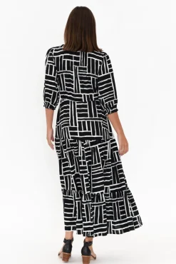 Maxi Dresses<Silver Wishes Anderson Black Stripe Tie Dress