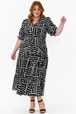 Maxi Dresses<Silver Wishes Anderson Black Stripe Tie Dress