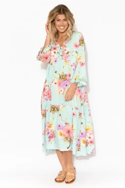 Below Knee Dresses<Red Lotus Andi Cherry Blossom Midi Dress