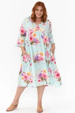 Below Knee Dresses<Red Lotus Andi Cherry Blossom Midi Dress