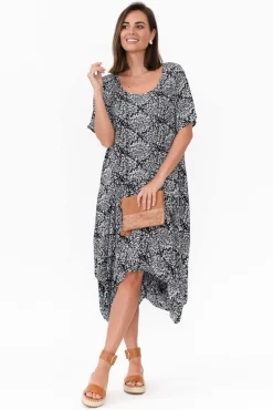 Above Knee Dresses<Hourglass Aneta Navy Abstract Drape Dress