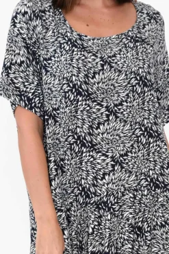 Above Knee Dresses<Hourglass Aneta Navy Abstract Drape Dress