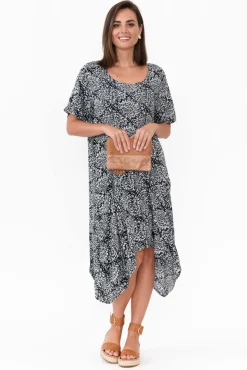 Above Knee Dresses<Hourglass Aneta Navy Abstract Drape Dress