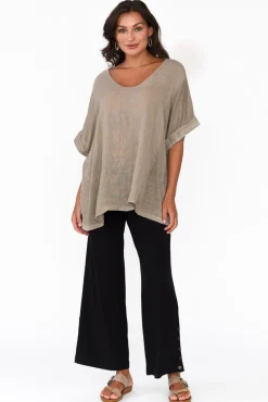 Pants<One Ten Willow Angelica Black Cotton Shirred Pant