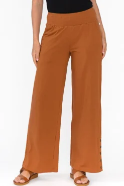 Pants<One Ten Willow Angelica Rust Cotton Shirred Pant