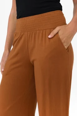 Pants<One Ten Willow Angelica Rust Cotton Shirred Pant