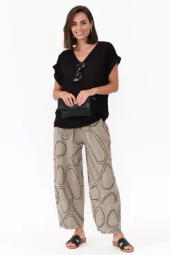 Linen Tops<Talia Benson Anna Black Linen Tee