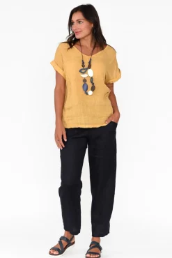 Linen Tops<Talia Benson Anna Mustard Linen Tee