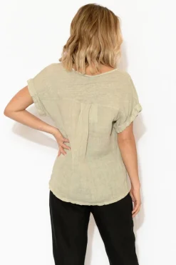 Linen Tops<Talia Benson Anna Natural Linen Tee
