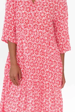 Cotton Dresses<Namastai Anniston Red Flower Cotton Tiered Dress