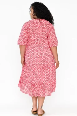 Cotton Dresses<Namastai Anniston Red Flower Cotton Tiered Dress