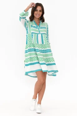 Cotton Dresses<Joop u0026 Gypsy Antonia Green Embroidered Cotton Dress