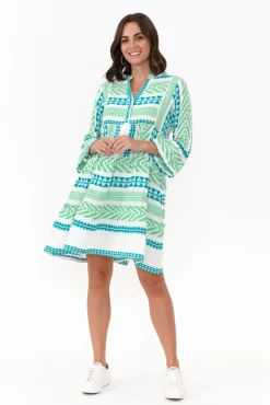 Cotton Dresses<Joop u0026 Gypsy Antonia Green Embroidered Cotton Dress